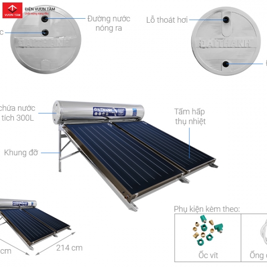 Máy nước nóng NLMT tấm phẳng Platinum 300L